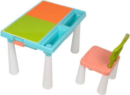 Decopatent ® - Kindertafel met 1 Stoel - Speeltafel met bouwplaat (Voor
