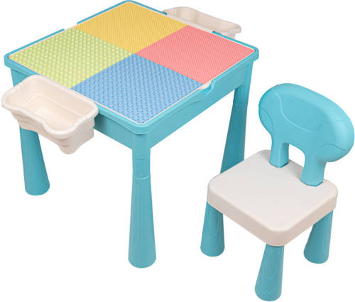 Decopatent ® - Kindertafel - Speeltafel met 1 Stoel en bouwplaat (Voor