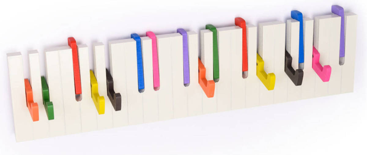 Decopatent ® Wandkapstok hout - Piano Kinderkamer Kapstok - Met 16