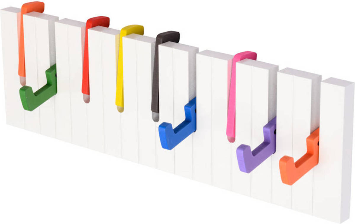 Decopatent ® Wandkapstok hout - Piano Kinderkamer Kapstok - Met 9