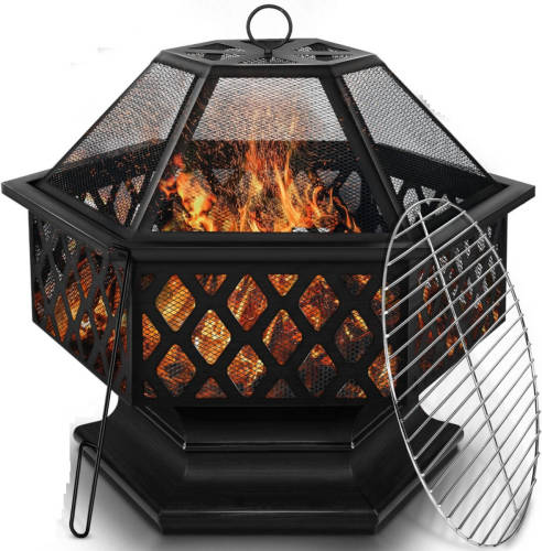 Tillvex - vuurschaal met vonkenbescherming 4in1 grillhaard BBQ vuurkorf tuin
