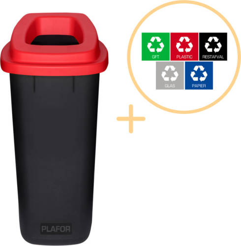 Plafor - Prullenbak 90L - Recycling - Rood
