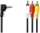 Nedis Audio-Videokabel | 3,5 mm Male | 3x RCA Male | Vernikkeld | 2.00 m | Rond | PVC | Zwart