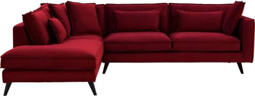 Goossens Bank Suite rood, stof, 3-zits, elegant chic met ligelement links