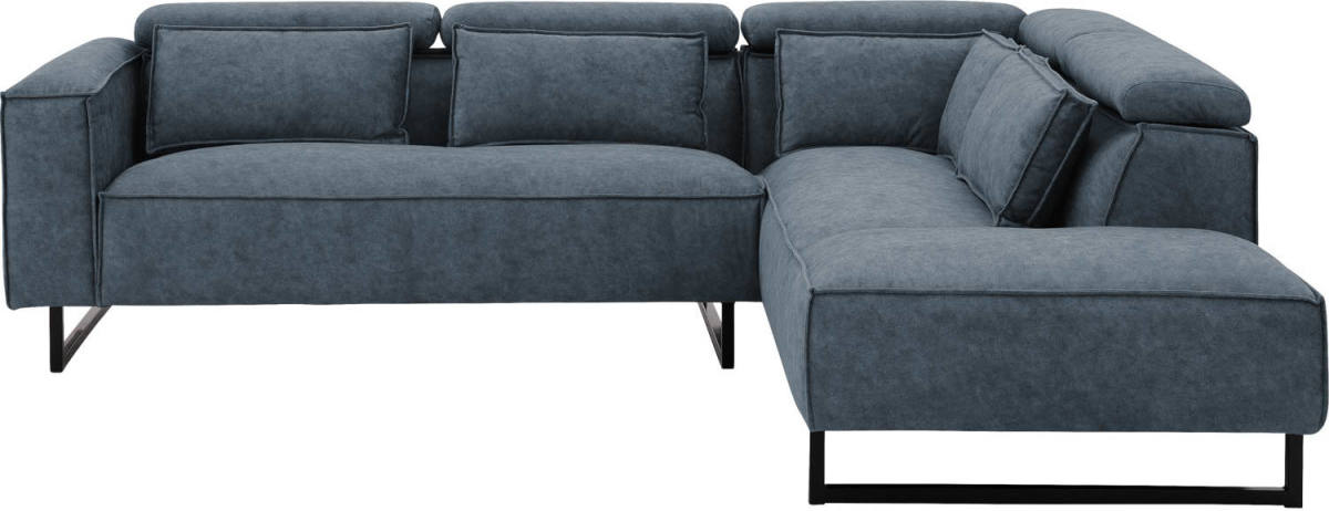 Goossens Bank Rovato blauw, stof, 2,5-zits, met ligelement rechts