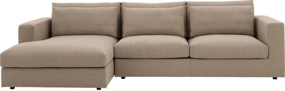 Goossens Excellent Bank Gs-1505 Met Chaise Longue bruin, stof, 2,5-zits, elegant chic met chaise longue links