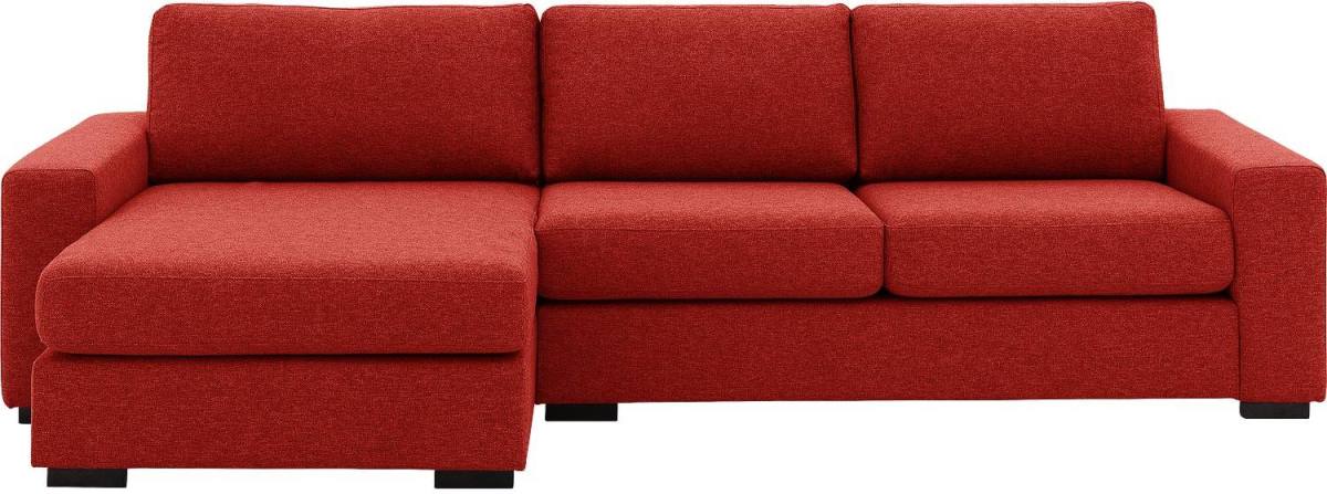Goossens Hoekbank Lucca Met Chaise Longue rood, stof, 2,5-zits, stijlvol landelijk met chaise longue links