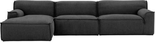 Goossens Excellent Elementenbank Sens antraciet, stof, 1,5-zits, urban industrieel met chaise longue links