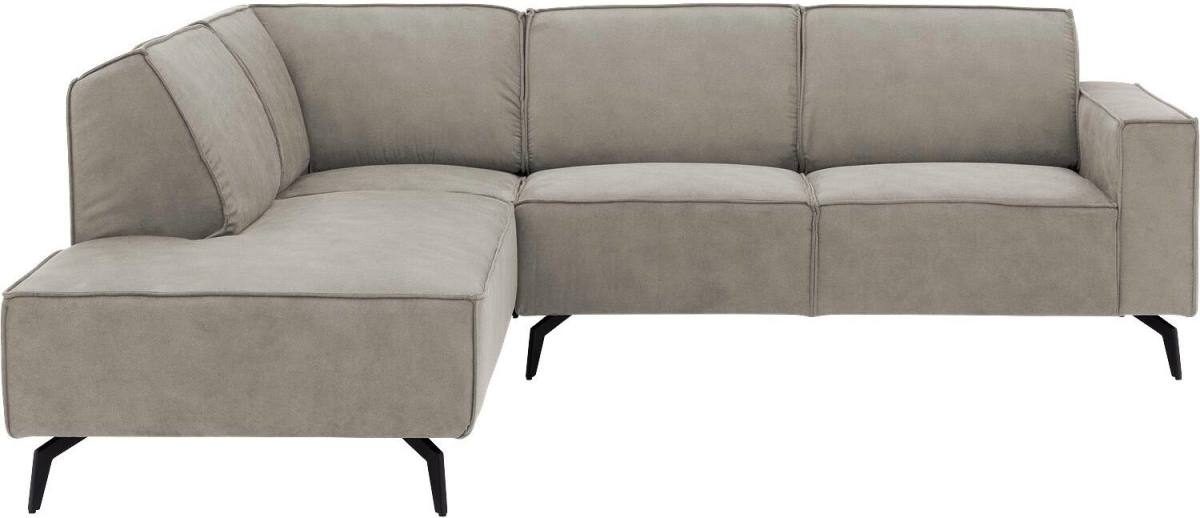 Goossens Hoekbank Hercules grijs, microvezel, 2-zits, modern design met ligelement links