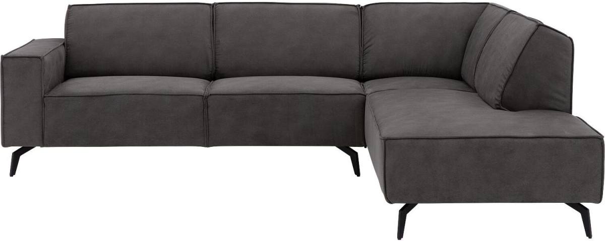 Goossens Hoekbank Hercules donkergrijs, microvezel, 3-zits, modern design met ligelement rechts