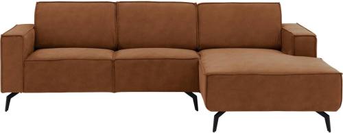 Goossens Hoekbank Hercules bruin, microvezel, 2-zits, modern design met chaise longue rechts
