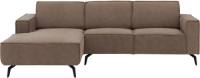 Goossens Hoekbank Hercules bruin, microvezel, 2-zits, modern design met chaise longue links