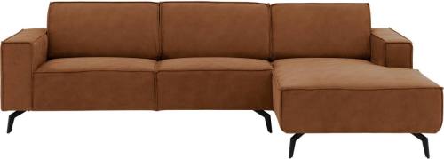 Goossens Hoekbank Hercules bruin, microvezel, 3-zits, modern design met chaise longue rechts