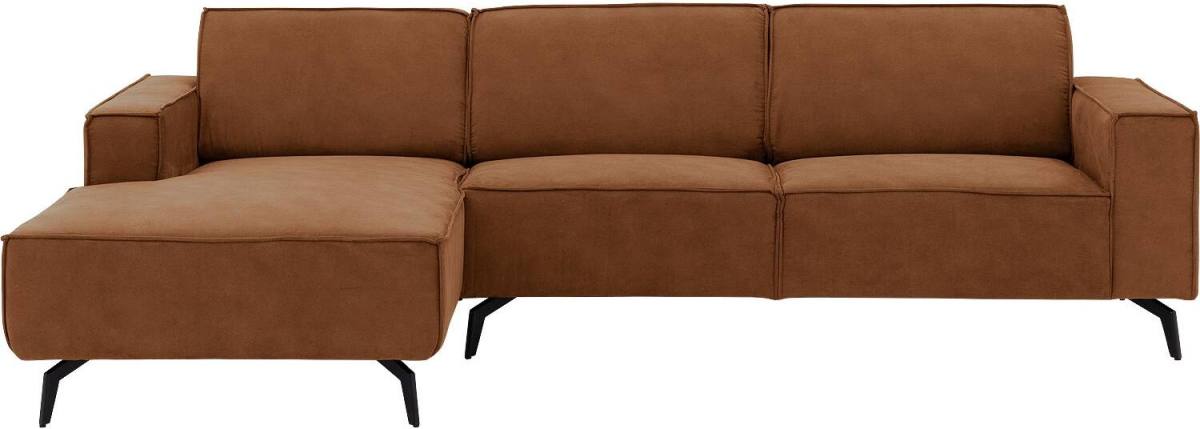 Goossens Hoekbank Hercules bruin, microvezel, 3-zits, modern design met chaise longue links