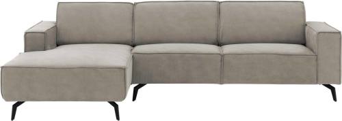 Goossens Hoekbank Hercules grijs, microvezel, 3-zits, modern design met chaise longue links