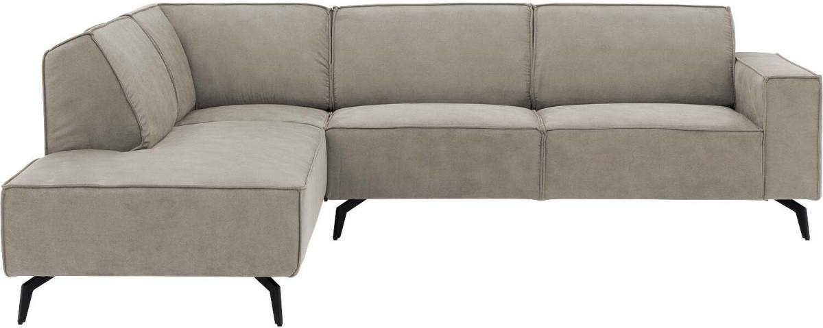 Goossens Hoekbank Hercules grijs, microvezel, 3-zits, modern design met ligelement links