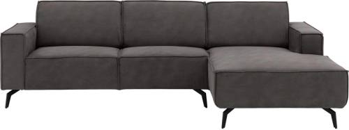 Goossens Hoekbank Hercules donkergrijs, microvezel, 2,5-zits, modern design met chaise longue rechts