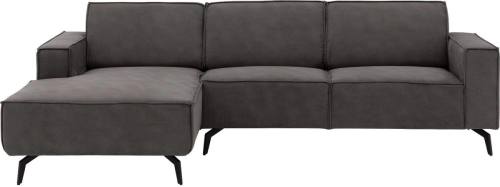 Goossens Hoekbank Hercules donkergrijs, microvezel, 2,5-zits, modern design met chaise longue links