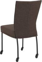 Goossens Eetkamerstoel Funk Zwarte Poten bruin stof leuning en met wielenZwart skater wiel met zwarte kap, modern design