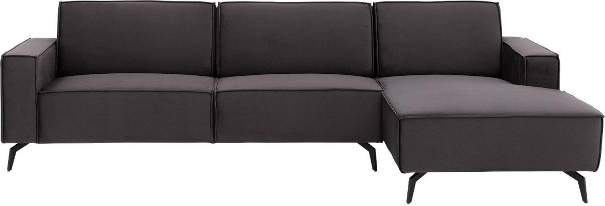 Goossens Hoekbank Hercules antraciet, stof, 3-zits, modern design met chaise longue rechts