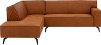 Goossens Basic Hoekbank Edolo cognac, micro leer, urban industrieel met ligelement links