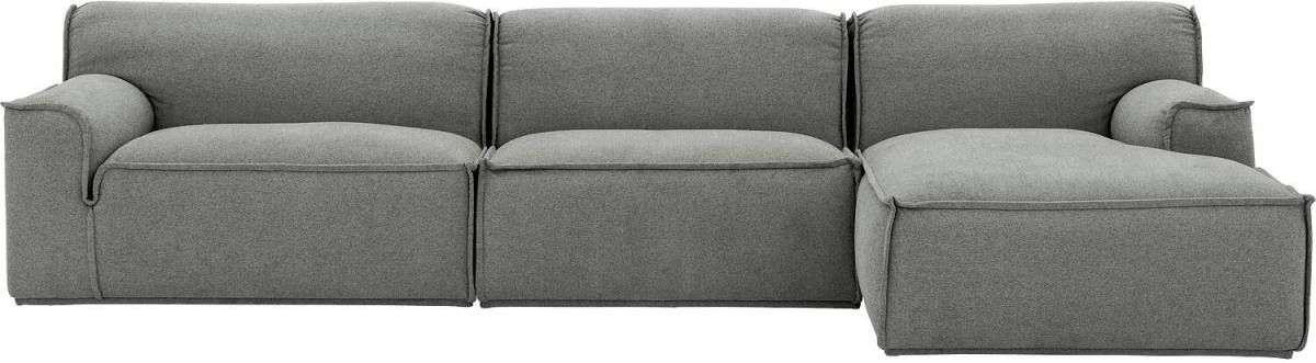 Goossens Excellent Elementenbank Sens grijs, stof, 1,5-zits, urban industrieel met chaise longue rechts