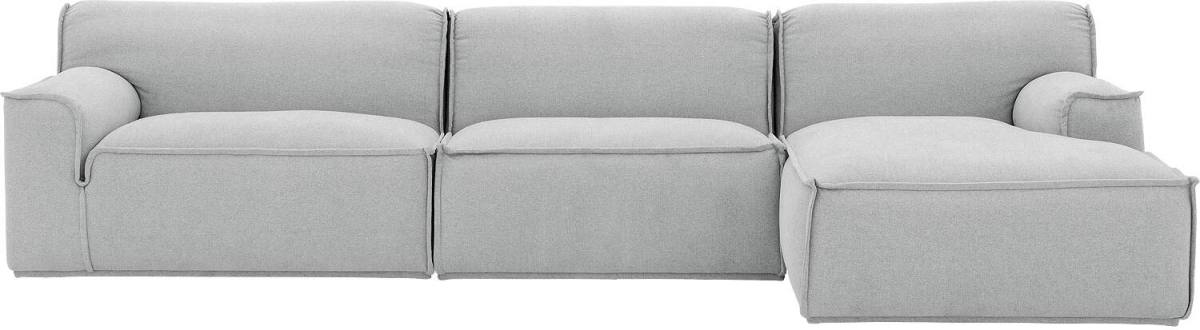 Goossens Excellent Elementenbank Sens lichtgrijs, stof, 1,5-zits, urban industrieel met chaise longue rechts