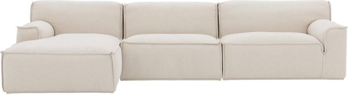 Goossens Excellent Elementenbank Sens wit, stof, 1,5-zits, urban industrieel met chaise longue links