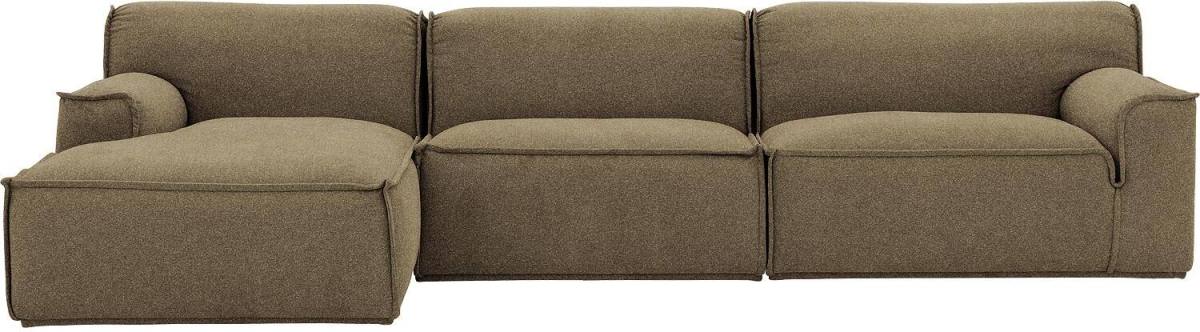 Goossens Excellent Elementenbank Sens groen, stof, 1,5-zits, urban industrieel met chaise longue links