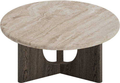 Goossens Salontafel Sisu, kalksteen bruin, modern design, 95 x 40 x 95 cm