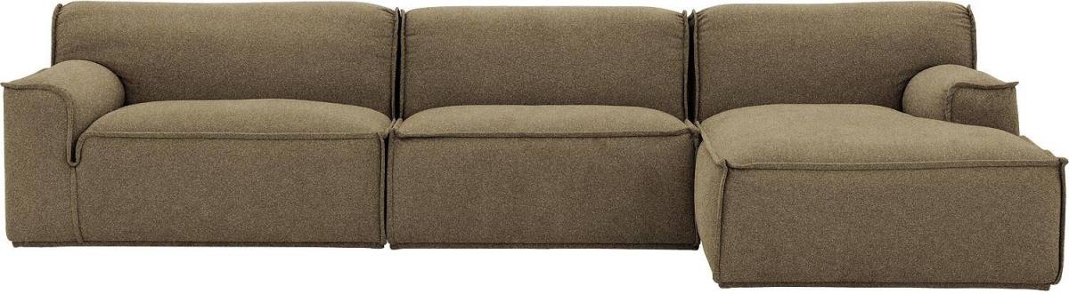 Goossens Excellent Elementenbank Sens groen, stof, 1,5-zits, urban industrieel met chaise longue rechts