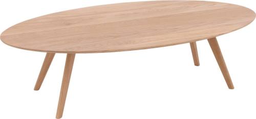 Goossens Salontafel Ferry ovaal, hout eiken blank, elegant chic, 135 x 38 x 75 cm