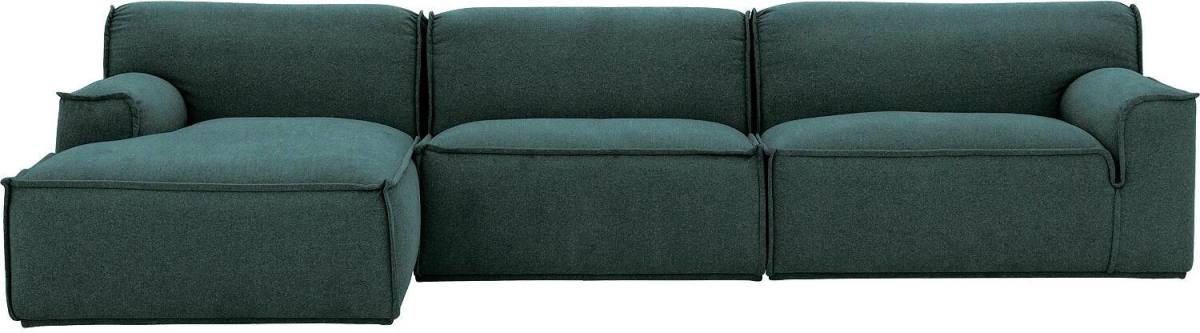 Goossens Excellent Elementenbank Sens blauw, stof, 1,5-zits, urban industrieel met chaise longue links