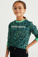 WE Fashion longsleeve met all over print groen