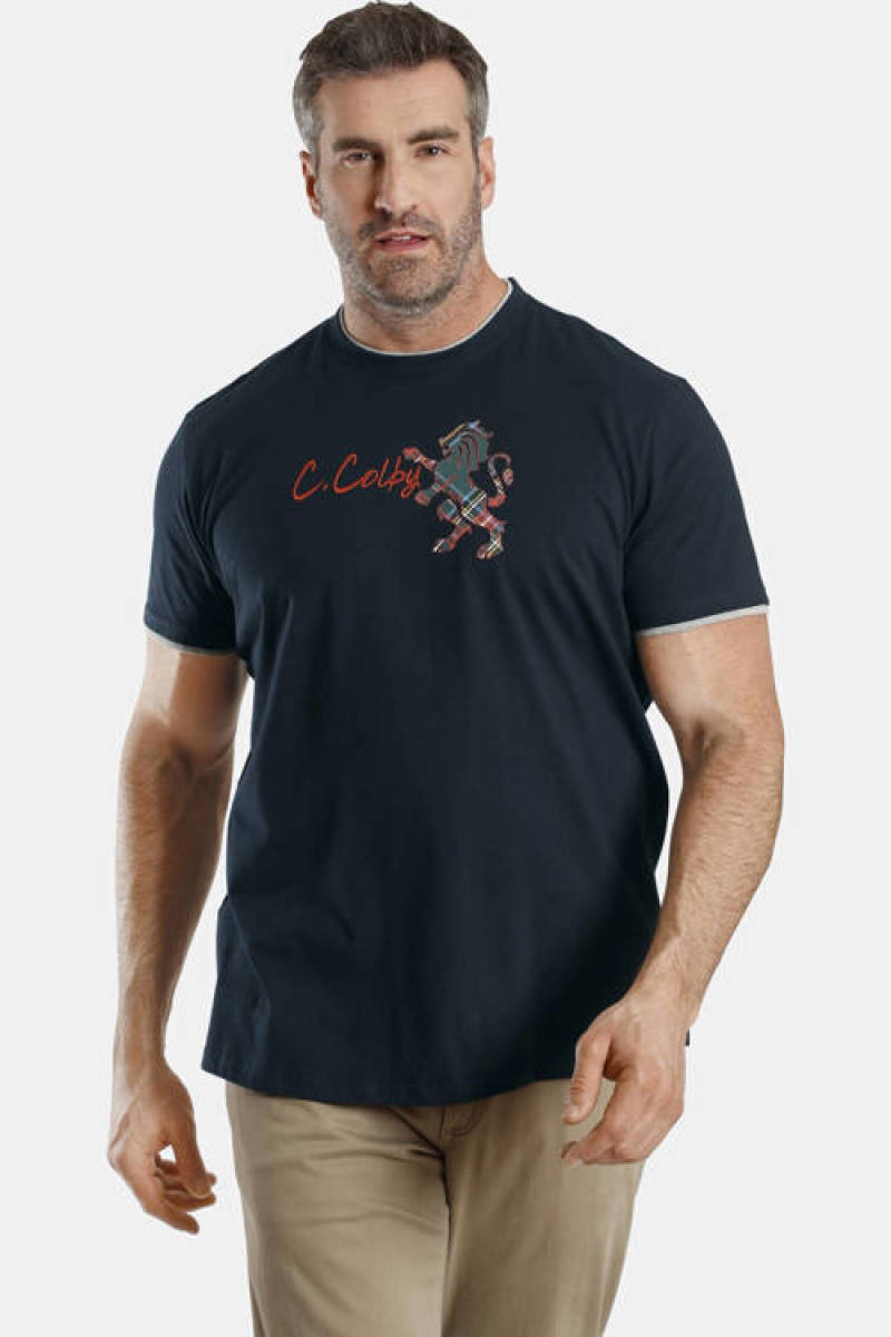 Charles Colby oversized T-shirt EARL CIAN Plus Size donkerblauw