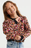 WE Fashion longsleeve met all over print bruin/roze/zwart