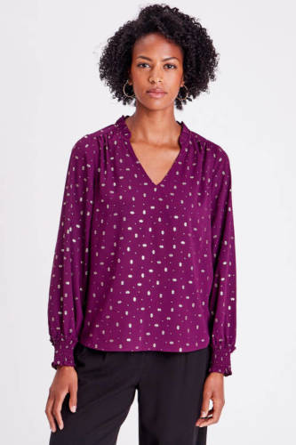Cache Cache blousetop met all over print en ruches pickled beet