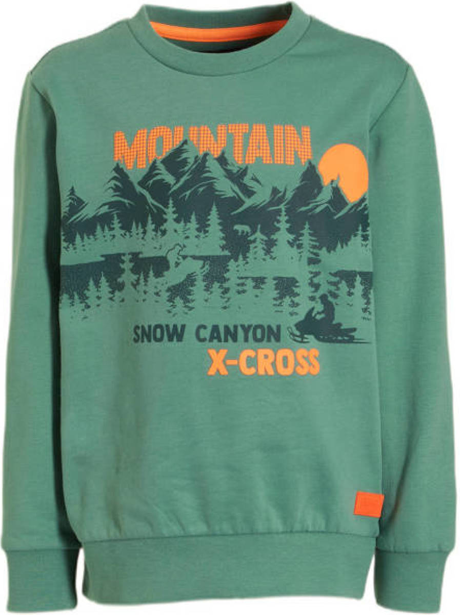 Orange Stars sweater Nash met printopdruk groen