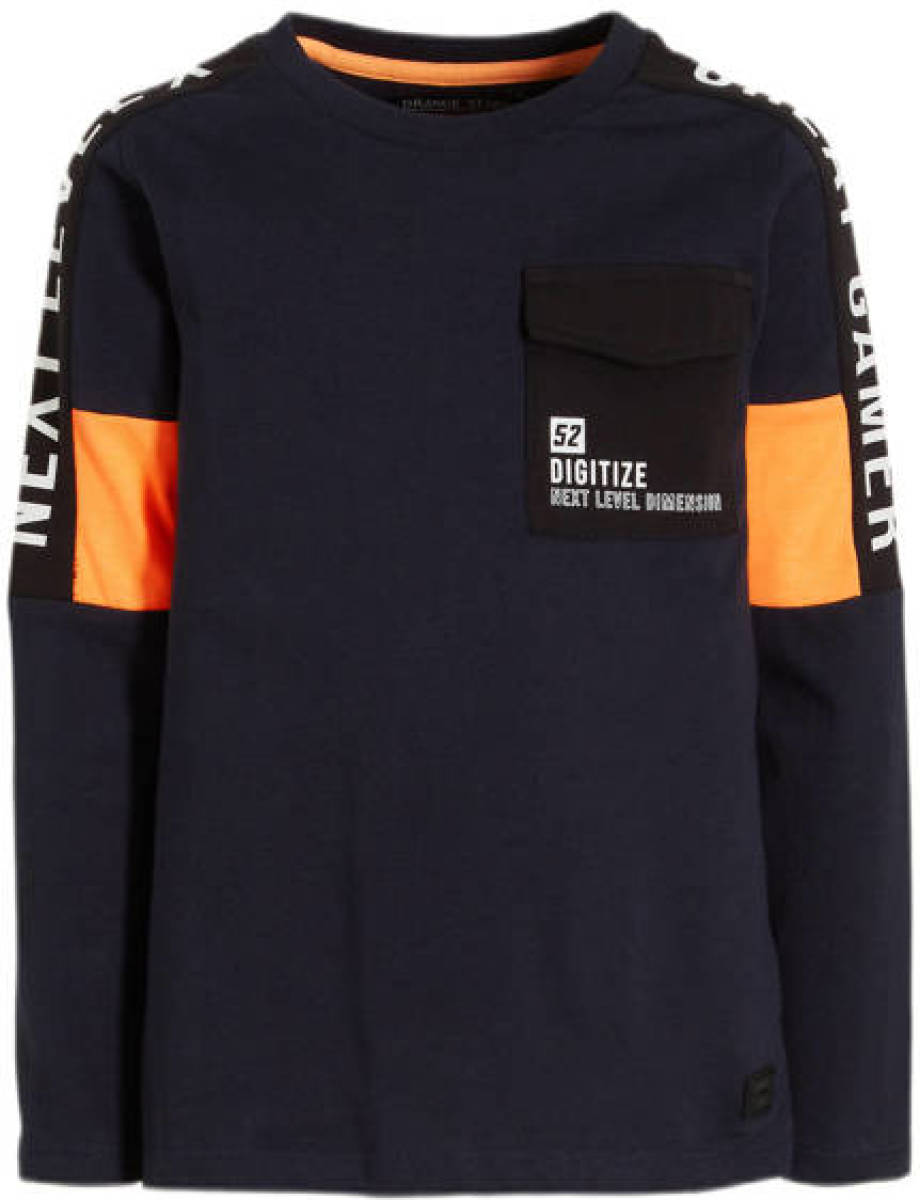 Orange Stars longsleeve Noury donkerblauw