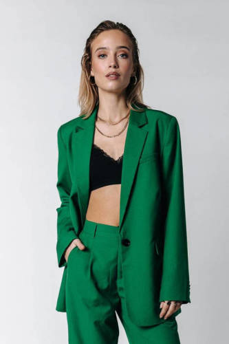 Colourful Rebel oversized blazer Mimmi donkergroen