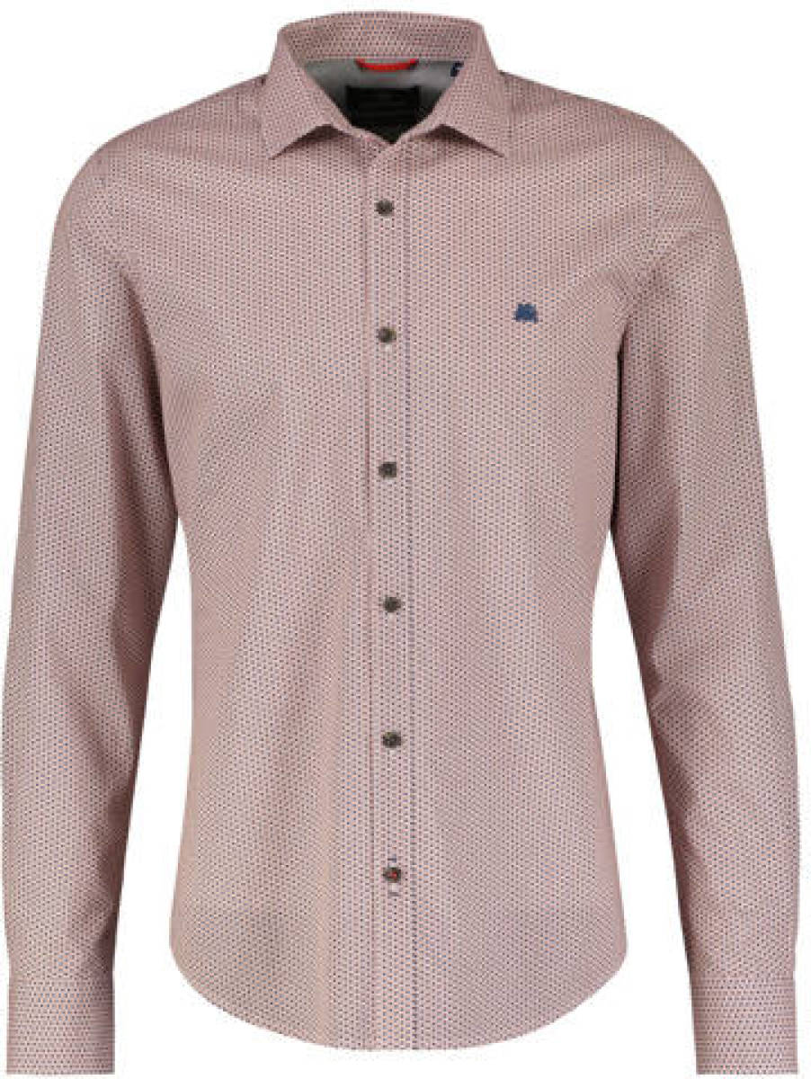 LERROS slim fit overhemd met all over print lava red