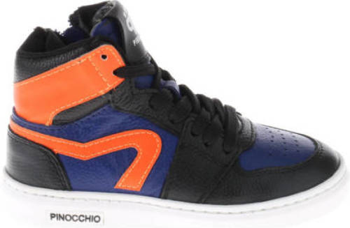 Pinocchio P1665 leren sneakers zwart/oranje