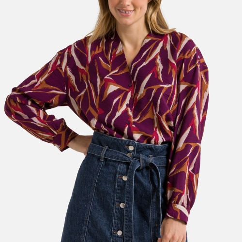 VILA blouse VILINA met all over print paars/oranje