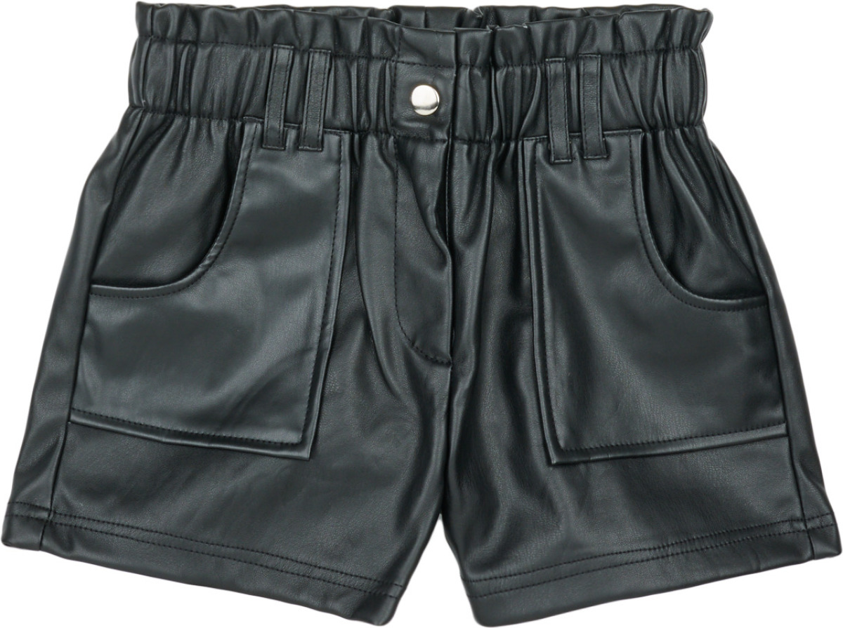 KIDS Only GIRL imitatieleren high waist paperbag short KOGSTEPHANIE zwart