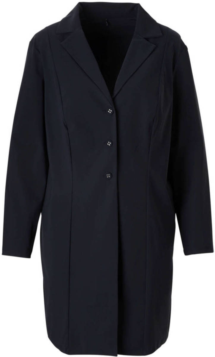 Plus Basics lange blazer van travelstof donkerblauw
