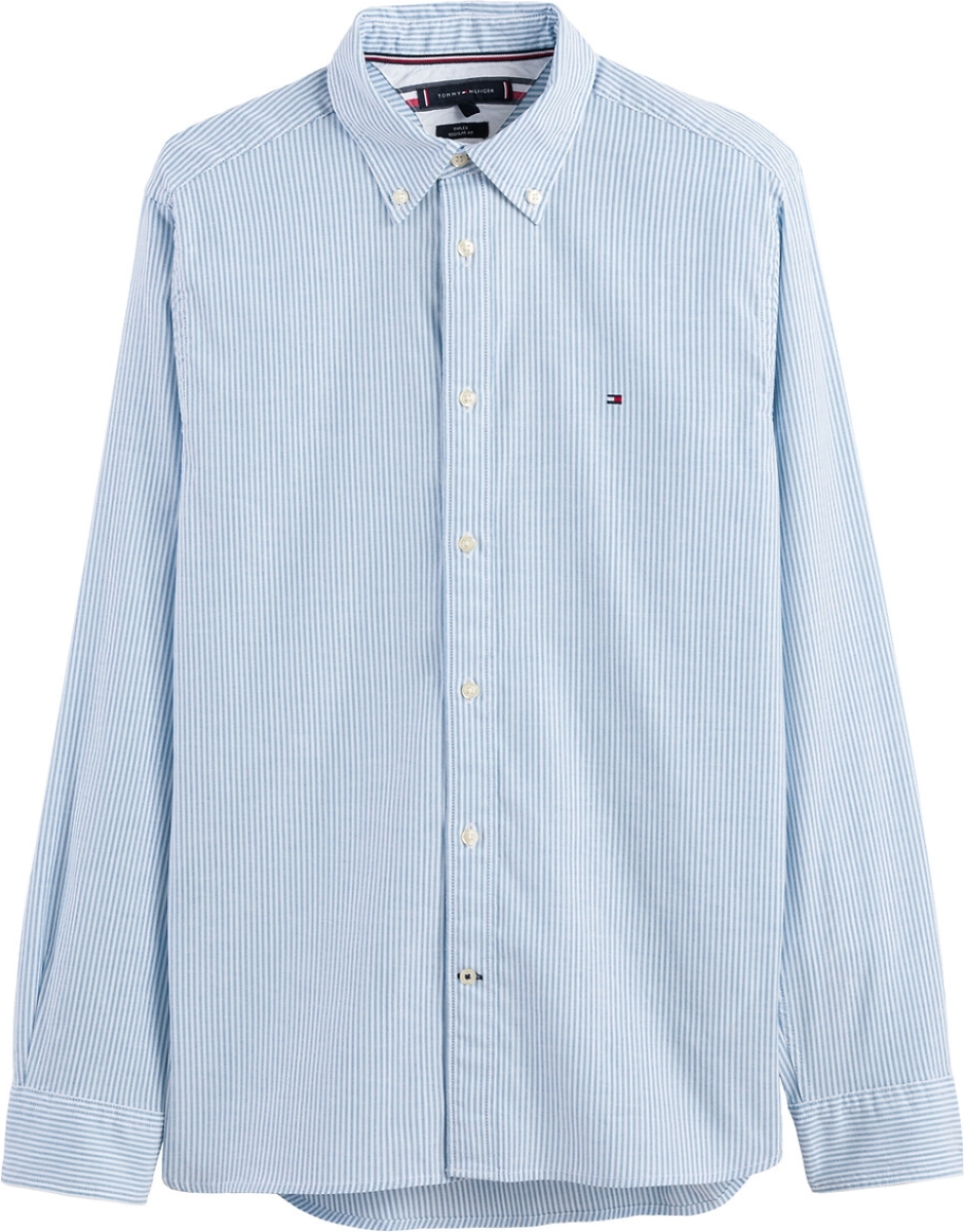 Tommy hilfiger gestreept regular fit overhemd CORE 1985 FLEX met biologisch katoen copenhagen blue / white