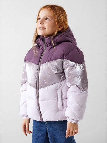 NAME IT KIDS paars metallic gewatteerde winterjas NKFMILLE paars/grijs/lila