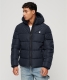 Superdry gewatteerde jas met logo en borduursels eclipse navy