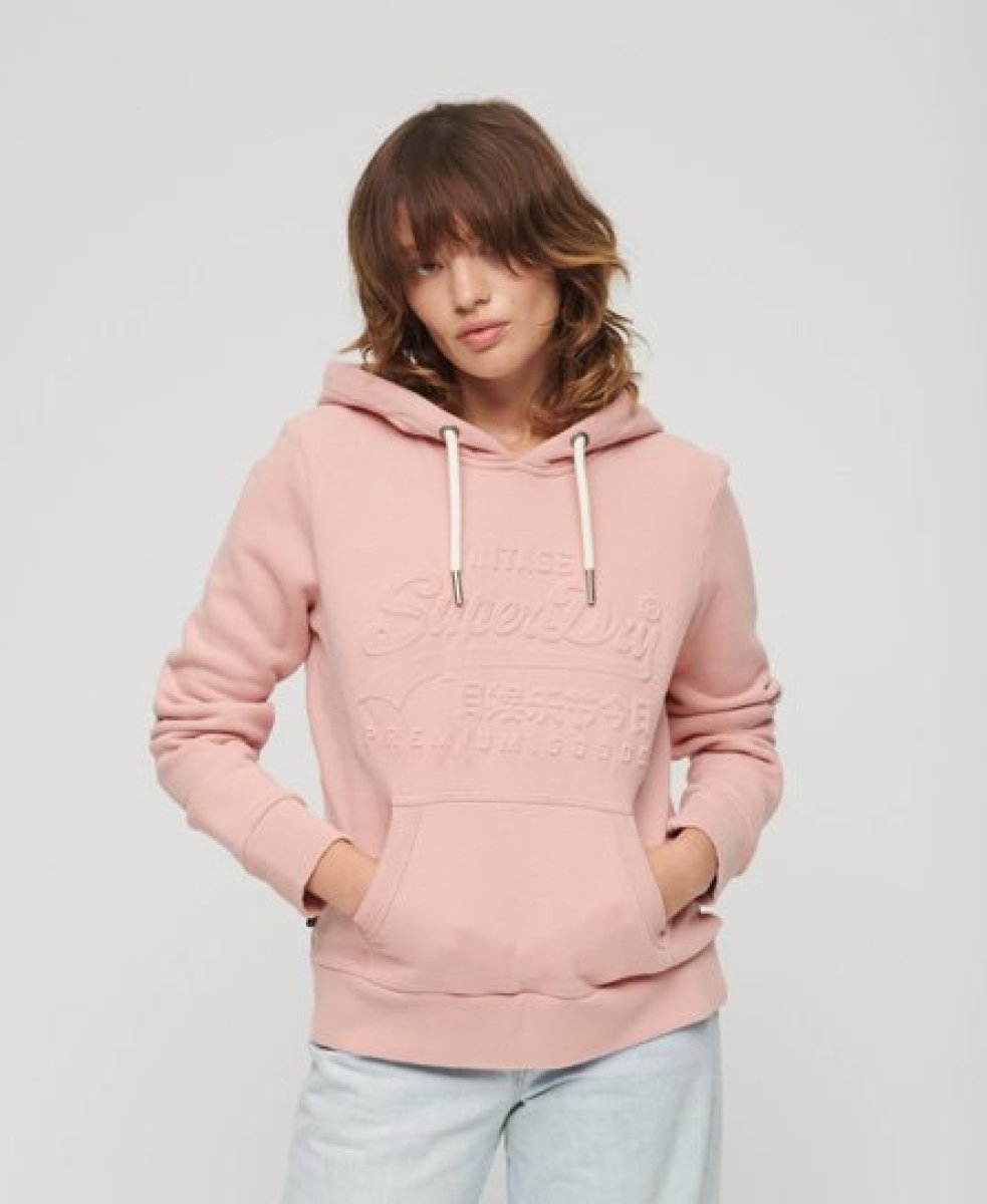 Superdry hoodie TATTOO SCRIPT GRAPHIC met printopdruk roze