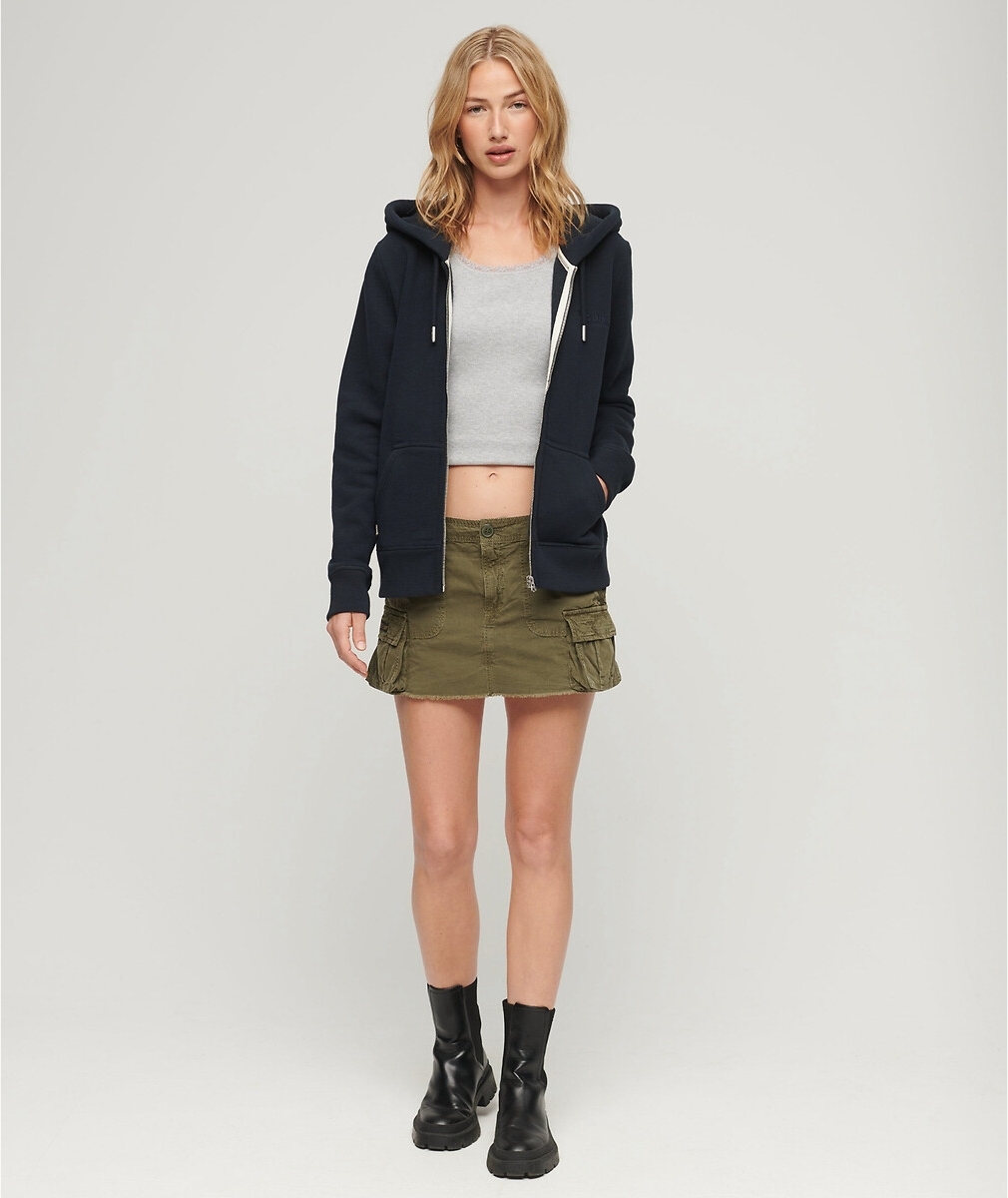 Superdry vest ESSENTIAL LOGO ZIP HOODIE met printopdruk blauw